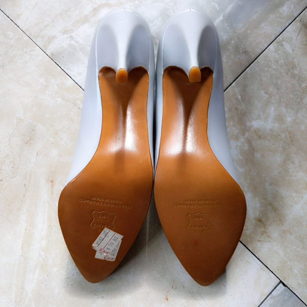 Vtg 90s Stuart Weitzman Silver Pointy Pump 9AA - Picture 5 of 5